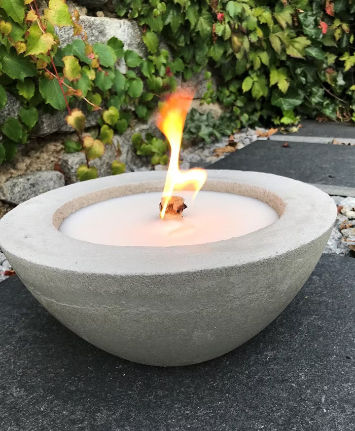 Beton Feuerschale – handgefertigtes Schmelzlicht mit Dauerdocht