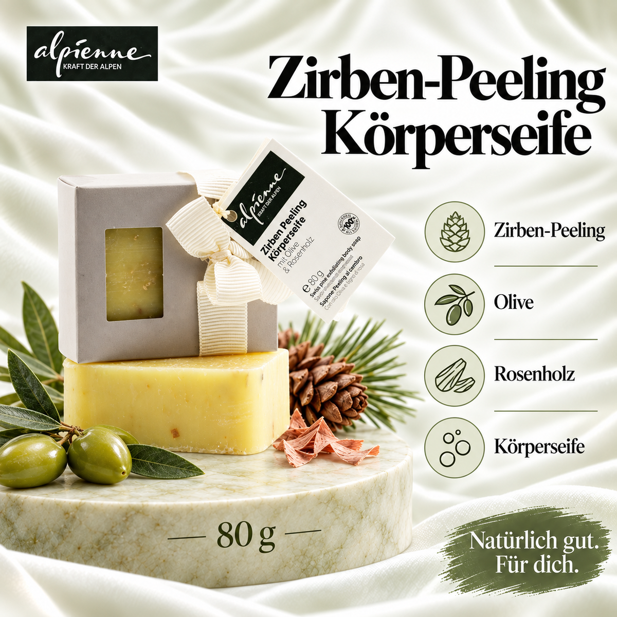 Alpienne Zirben Peeling Körperseife - Palmölfrei