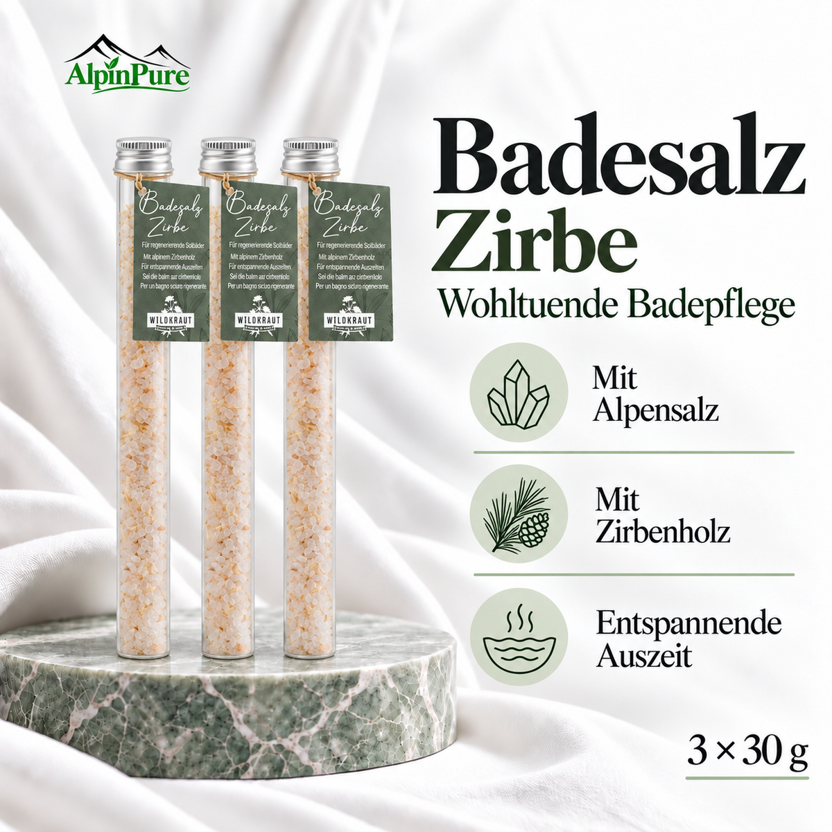 AlpinPure – Badesalz Zirbe