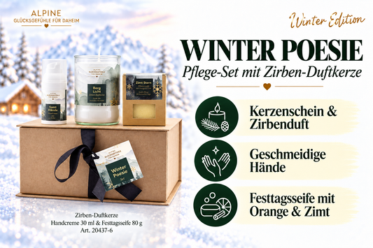 Winter Poesie – Pflege-Set mit Zirben-Duftkerze