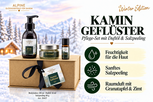 Kamin Geflüster – Pflege-Set mit Duftöl & Salzpeeling