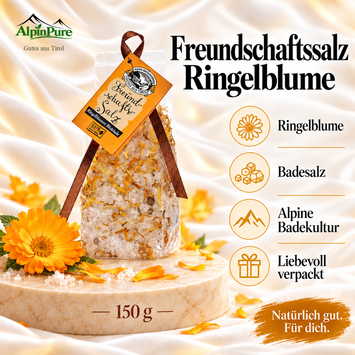 Alpine Tiroler Freundschaftssalz - Ringelblumen Badesalz