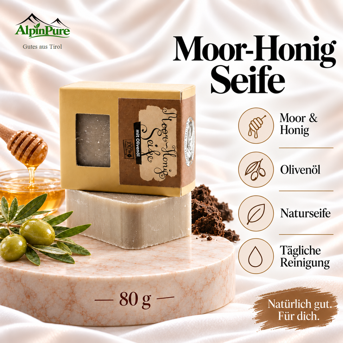 Alpine Moor Honig Seife - Palmölfrei