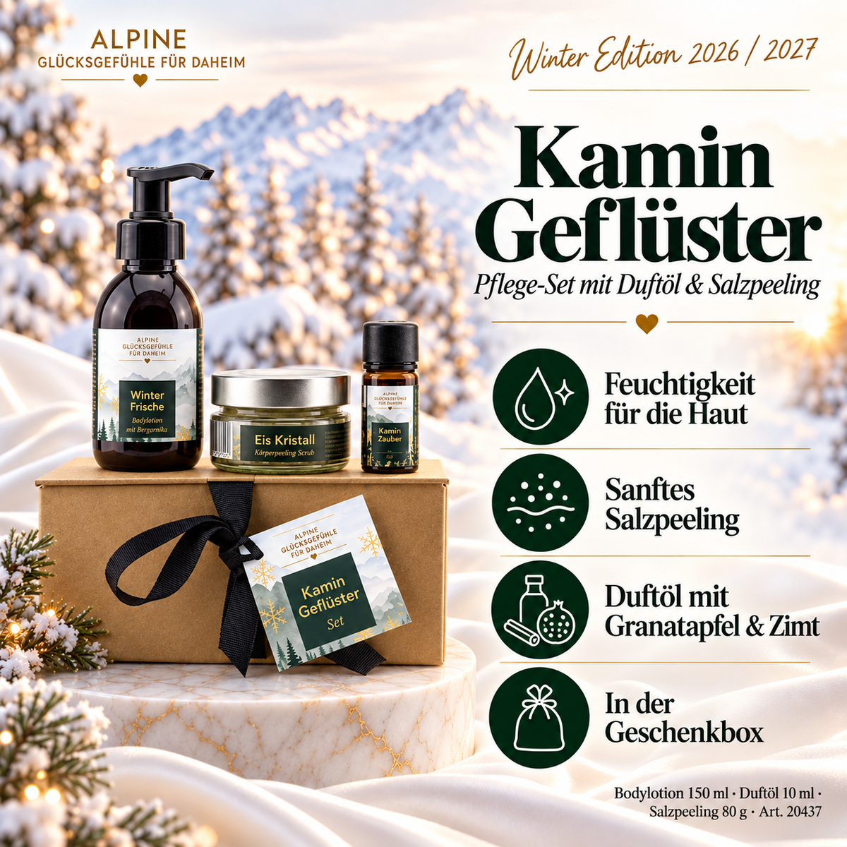 Kamin Geflüster – Pflege-Set mit Duftöl & Salzpeeling