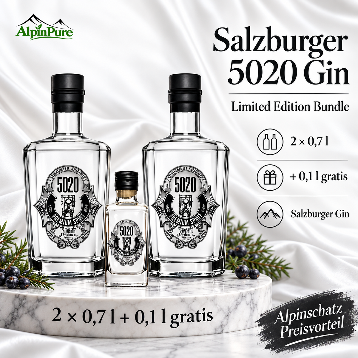 Salzburger 5020 Gin 2 x 0,7L + 1 x 0,1L gratis