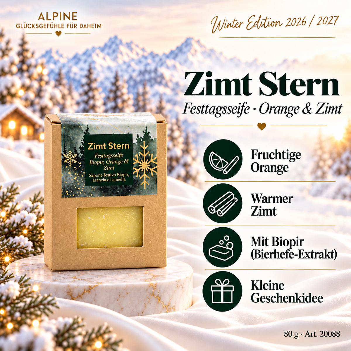 Zimt Stern – Festtagsseife Orange & Zimt