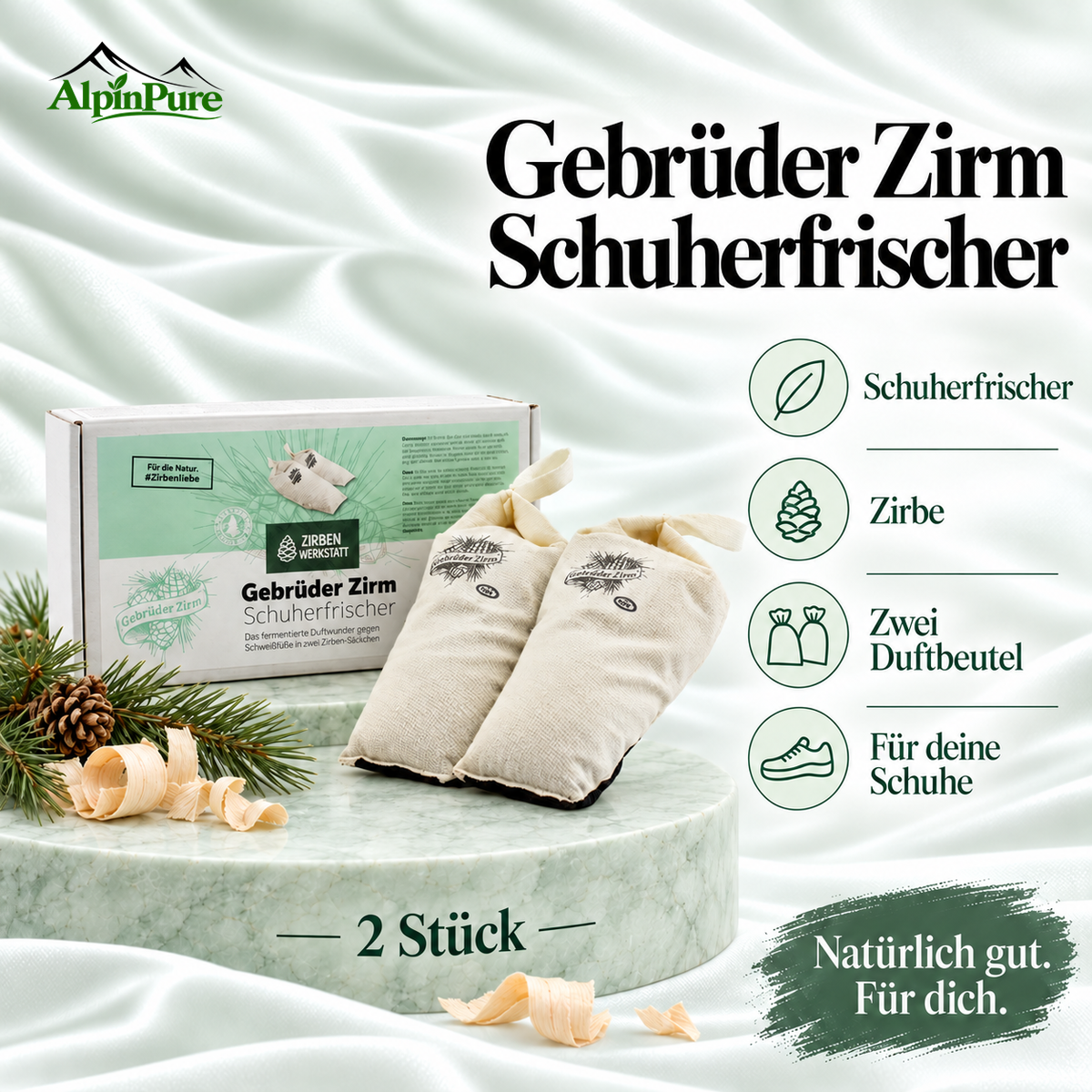 Alpine Zirbenwerkstatt Schuh Erfrischer - Gebrüder Zirm