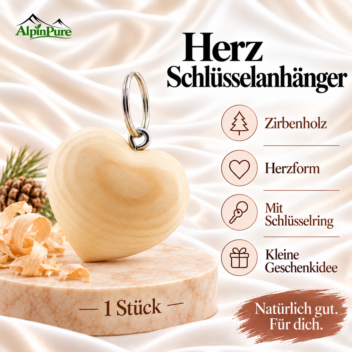 Schlüsselanhänger - Zirbenherz