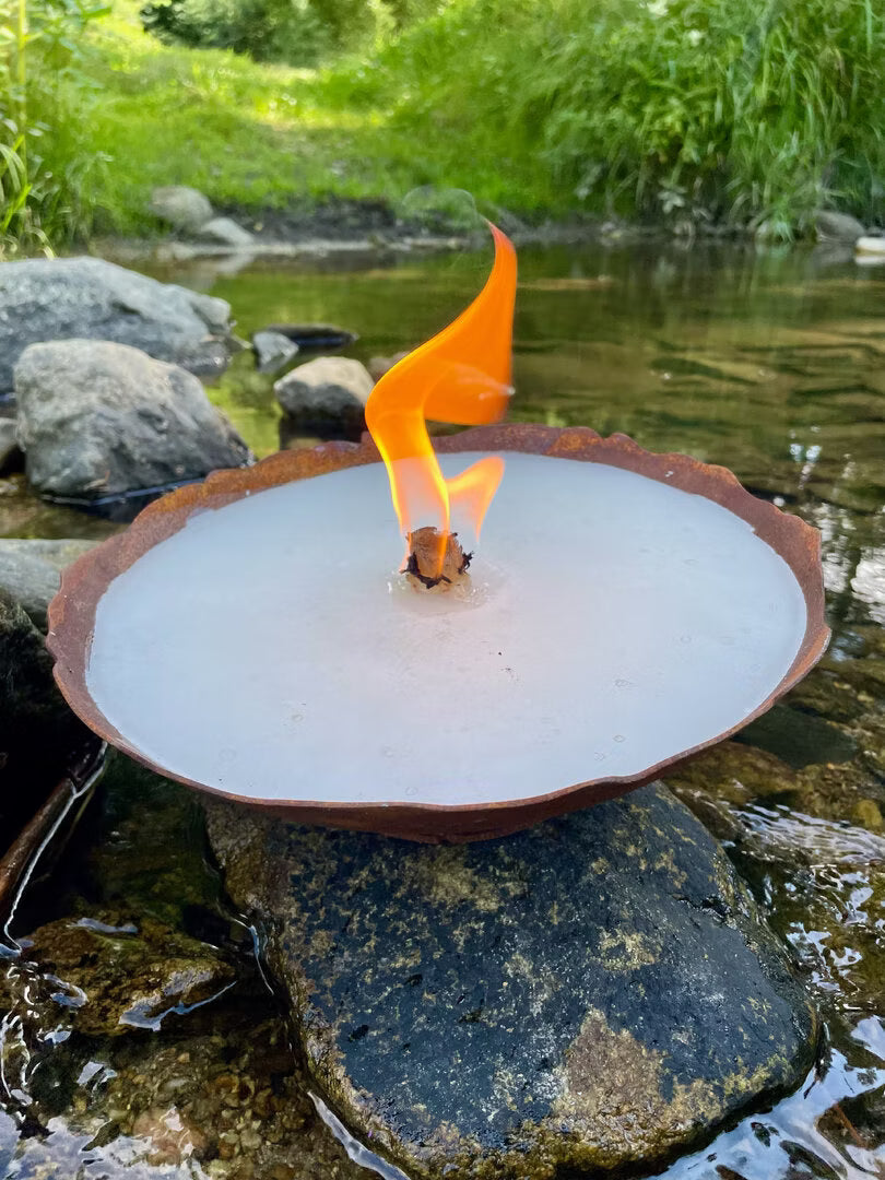 Rostfeuer / Edelrost Schmelzlicht mit Dauerdocht